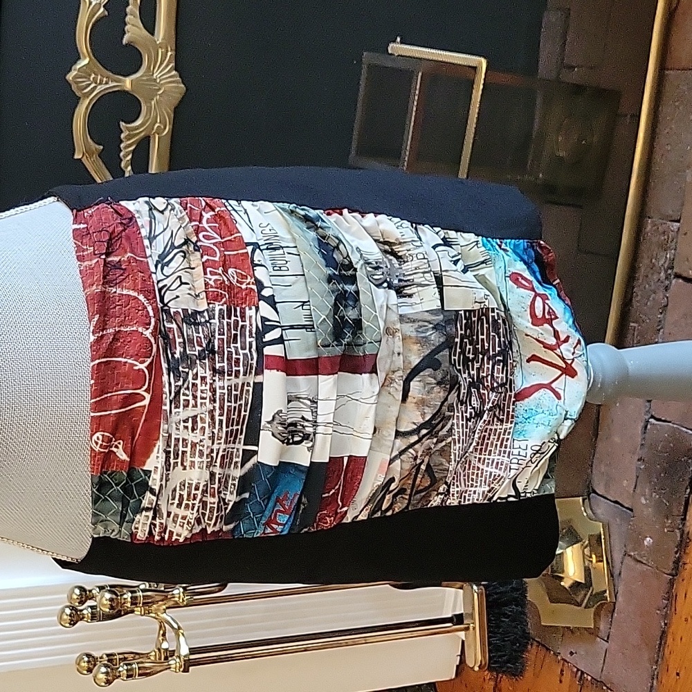 Y2K Nicole Miller Silk Graffiti Skirt